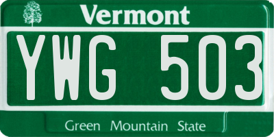 VT license plate YWG503