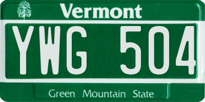 VT license plate YWG504