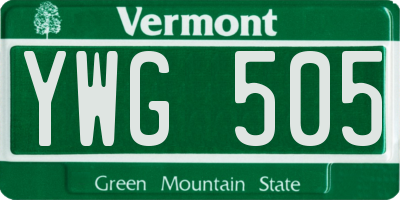 VT license plate YWG505