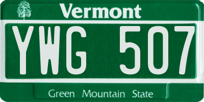 VT license plate YWG507