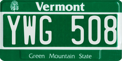 VT license plate YWG508