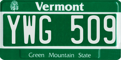 VT license plate YWG509