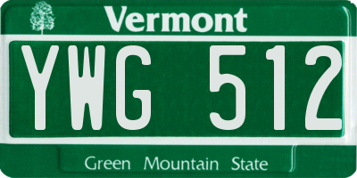 VT license plate YWG512