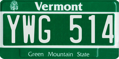 VT license plate YWG514