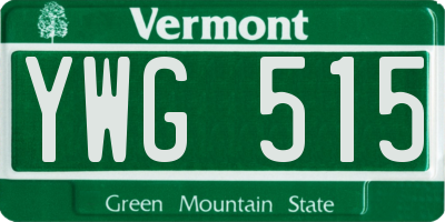 VT license plate YWG515