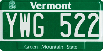 VT license plate YWG522
