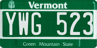 VT license plate YWG523