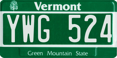 VT license plate YWG524
