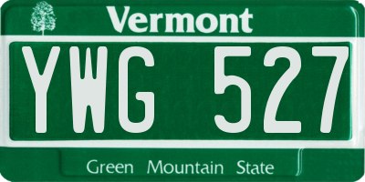 VT license plate YWG527