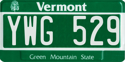 VT license plate YWG529