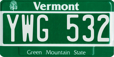 VT license plate YWG532