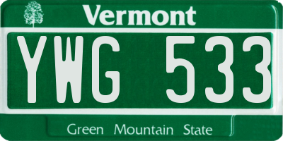 VT license plate YWG533