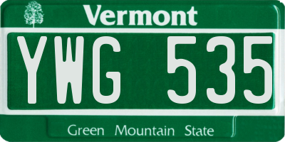 VT license plate YWG535