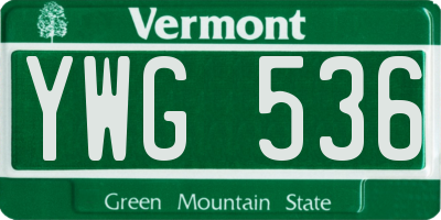 VT license plate YWG536