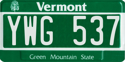 VT license plate YWG537