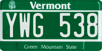 VT license plate YWG538