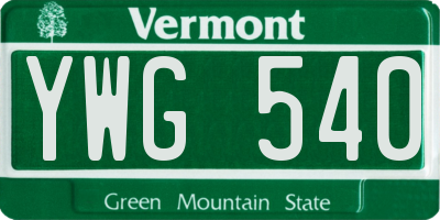 VT license plate YWG540