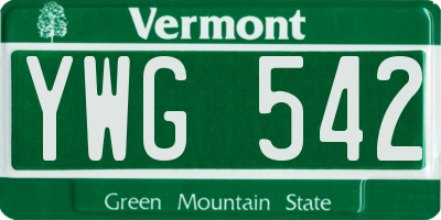 VT license plate YWG542