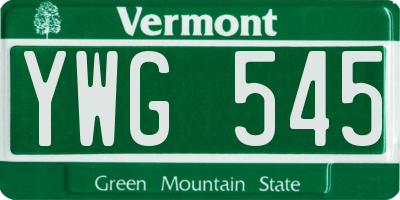 VT license plate YWG545