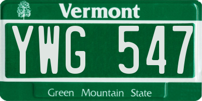 VT license plate YWG547