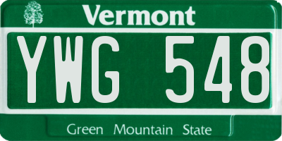 VT license plate YWG548