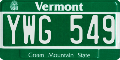 VT license plate YWG549