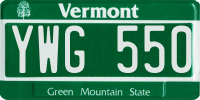 VT license plate YWG550