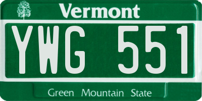 VT license plate YWG551
