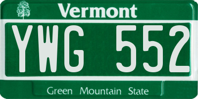 VT license plate YWG552