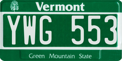 VT license plate YWG553