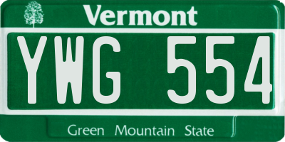 VT license plate YWG554