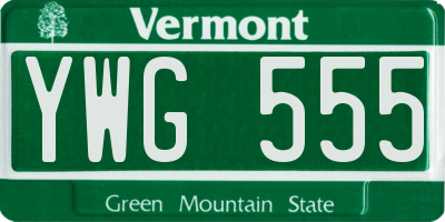 VT license plate YWG555