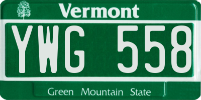 VT license plate YWG558