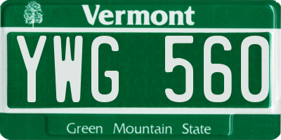 VT license plate YWG560