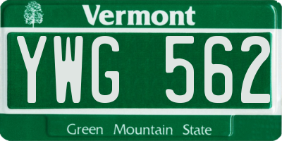 VT license plate YWG562