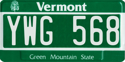 VT license plate YWG568