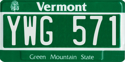 VT license plate YWG571