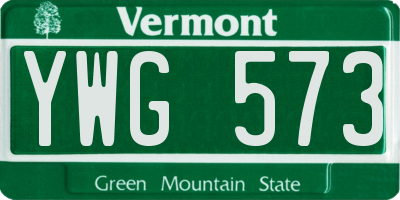 VT license plate YWG573