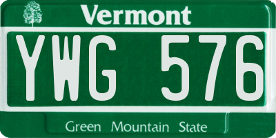 VT license plate YWG576