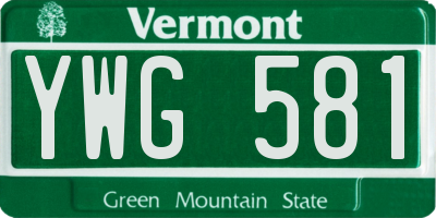 VT license plate YWG581