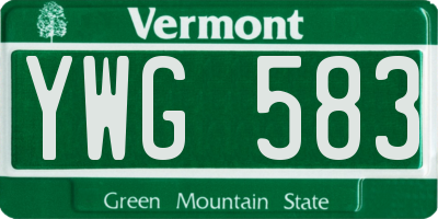 VT license plate YWG583
