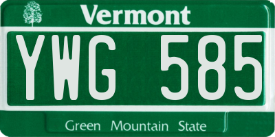 VT license plate YWG585