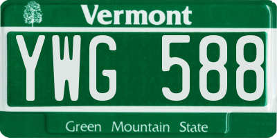 VT license plate YWG588