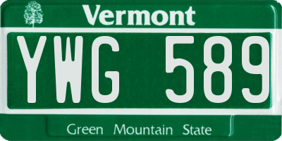 VT license plate YWG589