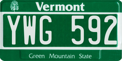 VT license plate YWG592