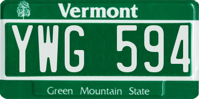 VT license plate YWG594
