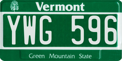 VT license plate YWG596
