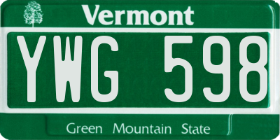 VT license plate YWG598
