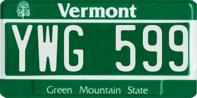 VT license plate YWG599