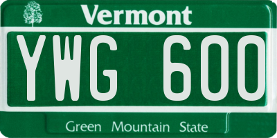 VT license plate YWG600